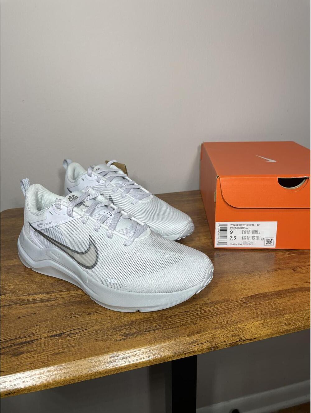 Nike Downshifter 12 White Silver Womens 9 Mens 7.5 NWT Gorp
